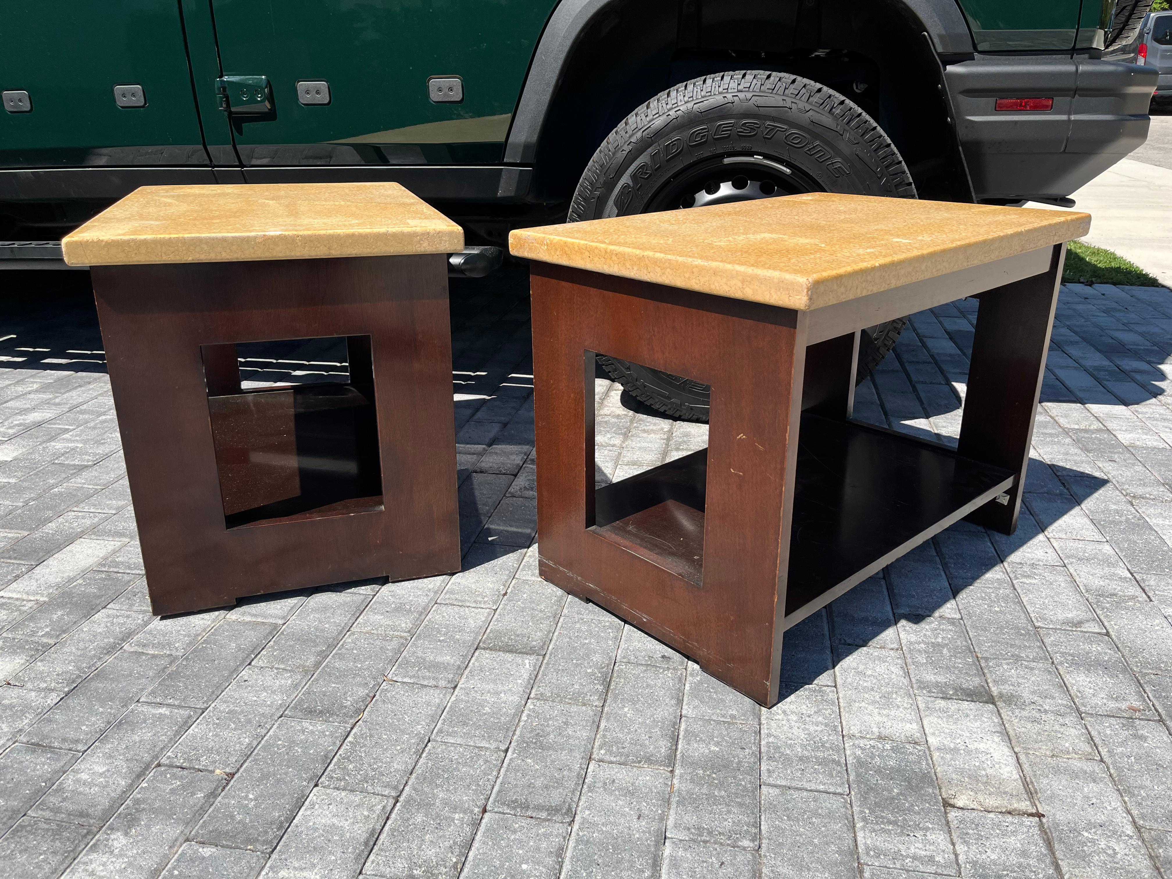 American Pair of Paul Frankl Cork Side End Tables For Sale