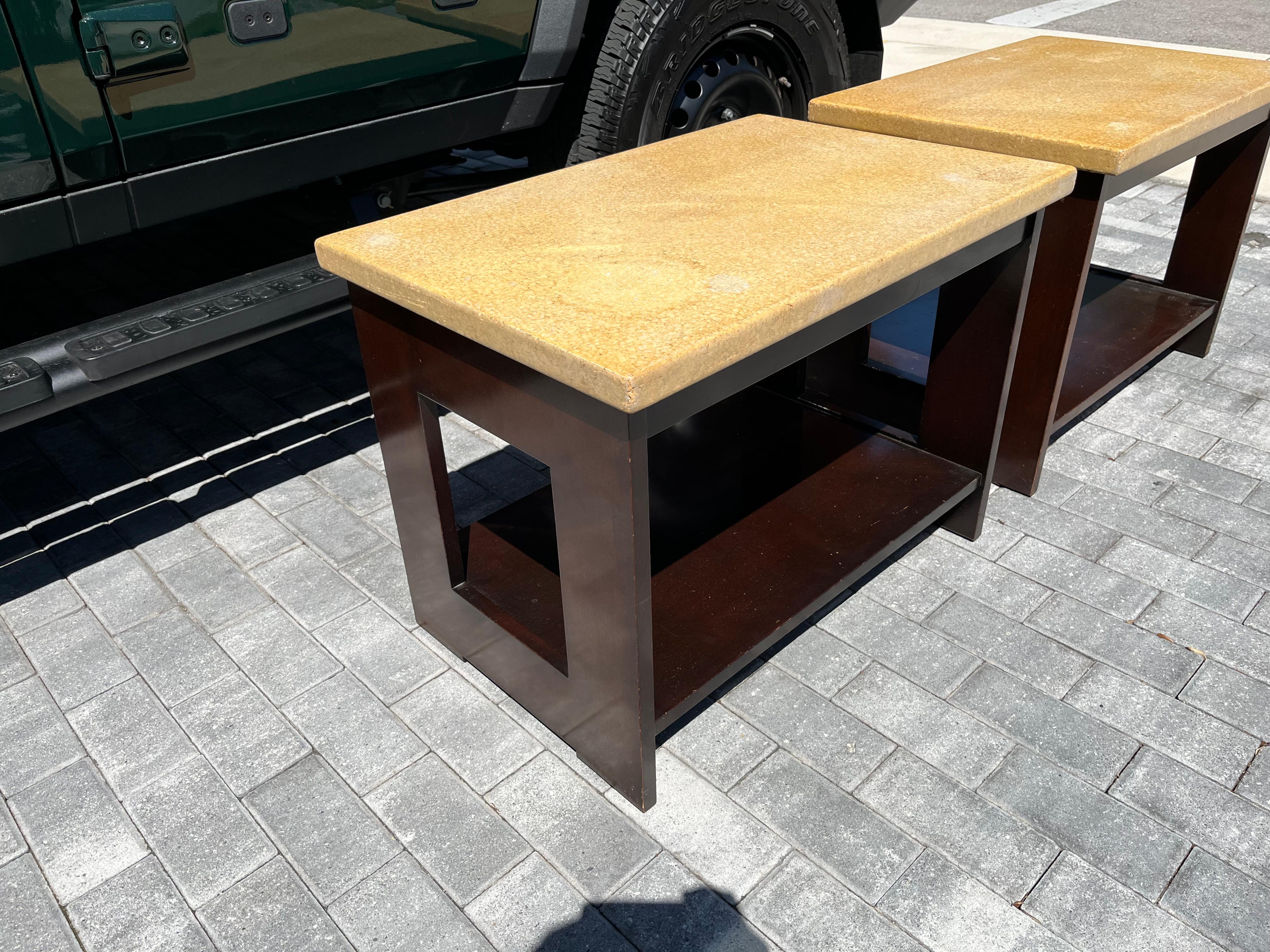 Mid-20th Century Pair of Paul Frankl Cork Side End Tables For Sale