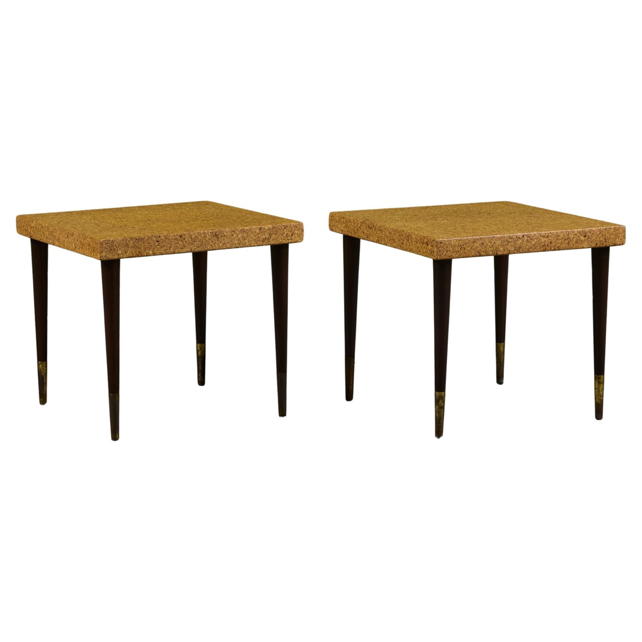 Pair of Paul Frankl Cork Side Tables for Johnson Furniture Co.
