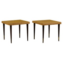 Vintage Pair of Paul Frankl Cork Side Tables for Johnson Furniture Co.
