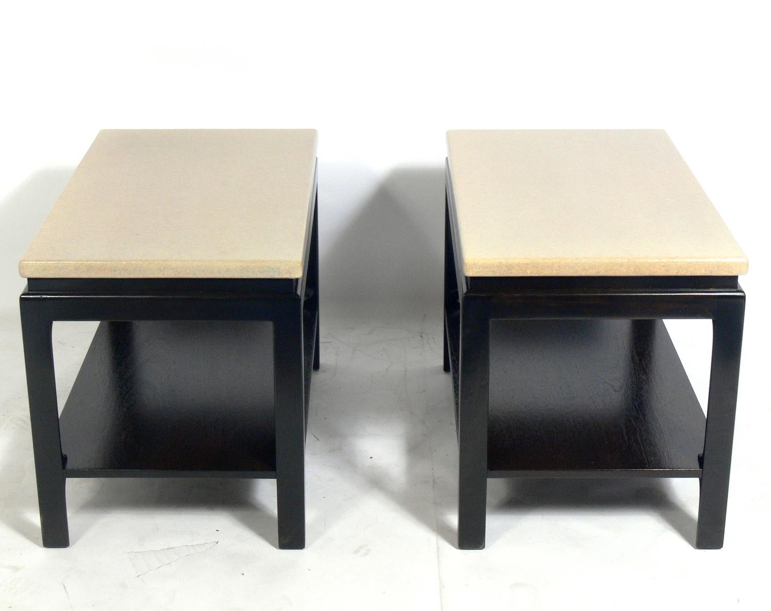 Mid-Century Modern Pair of Paul Frankl Cork Top End Tables