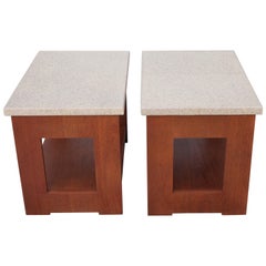 Pair of Paul Frankl Cork Top Tables