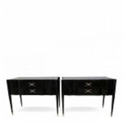 Pair of Paul Frankl Ebonised Two-Drawer Commodes/Consoles