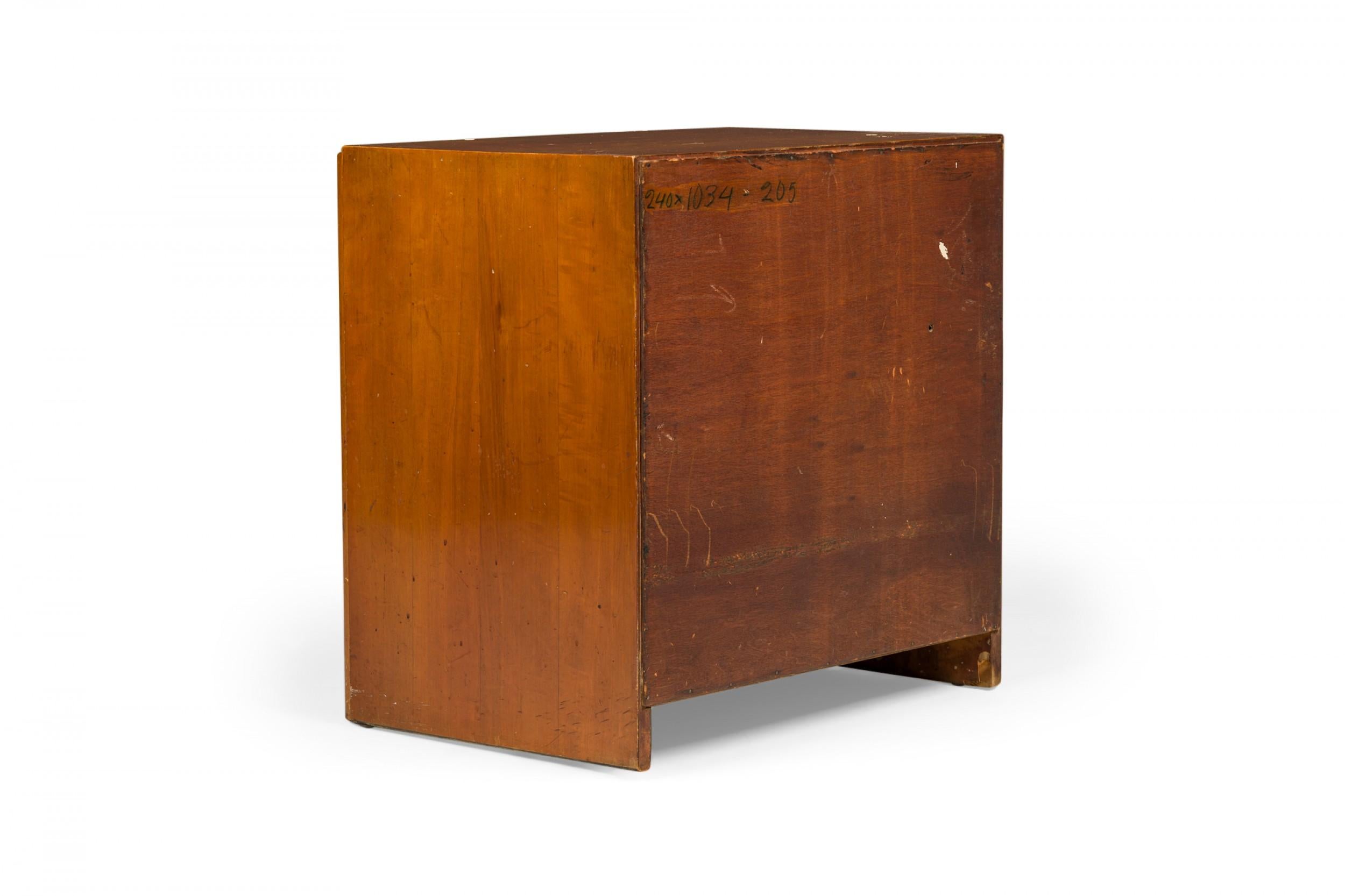 Mid-Century Modern Pair of Paul Frankl for Johnson Furniture Wooden Brass X Handle Bedside Table For Sale