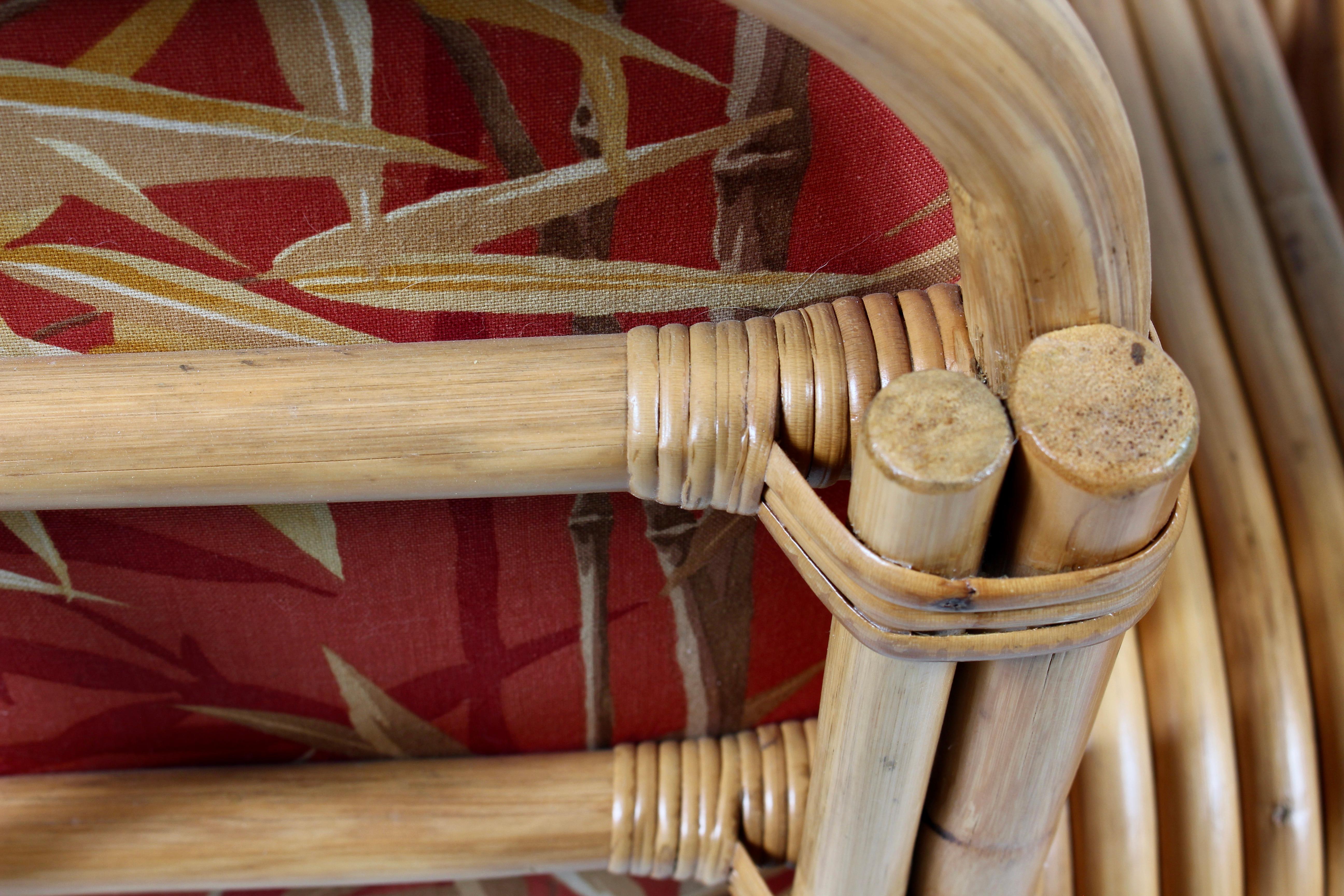 Paire de fauteuils de salon en bambou et rotin Paul Frankl pour Tochiku en vente 3
