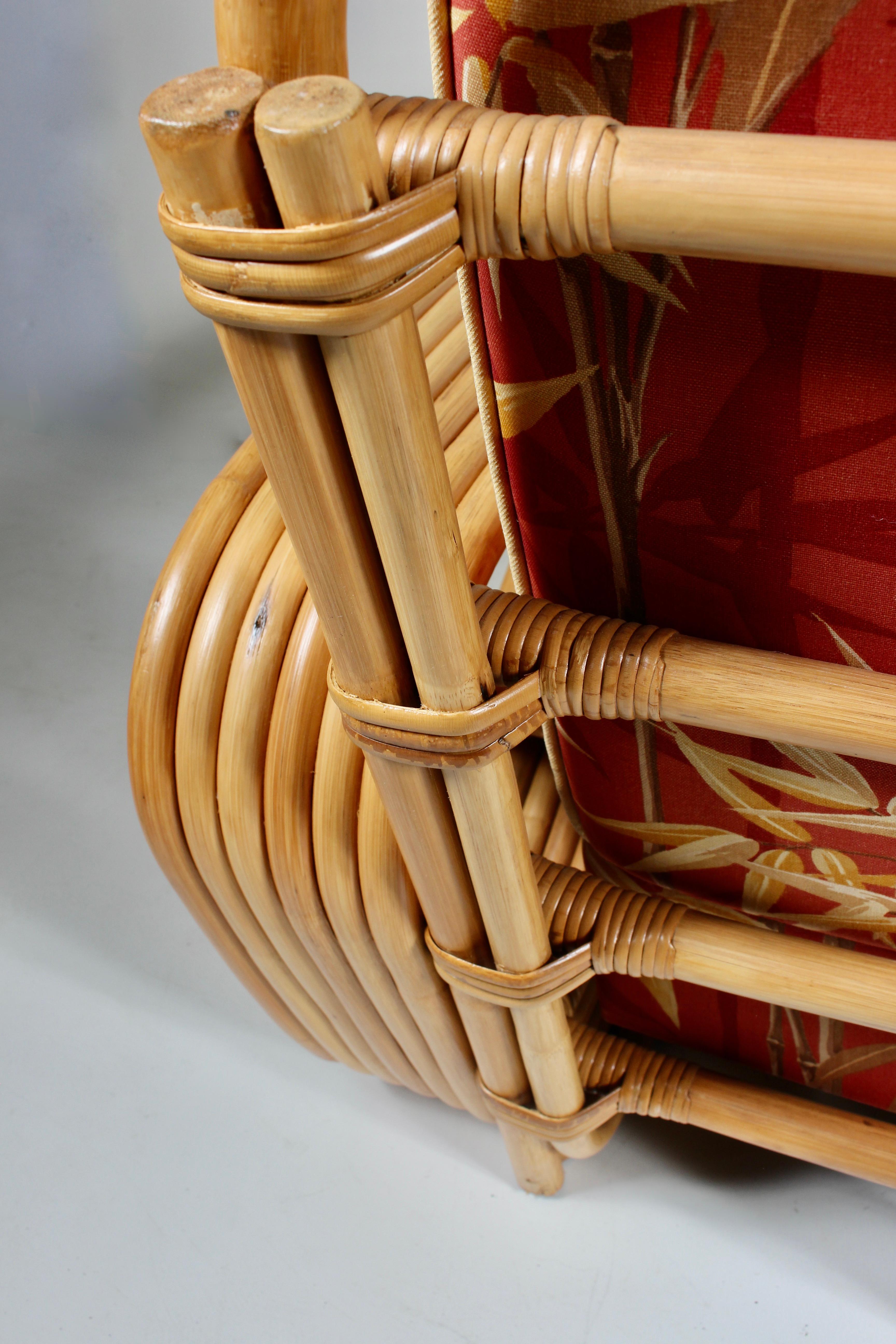 Paire de fauteuils de salon en bambou et rotin Paul Frankl pour Tochiku en vente 4