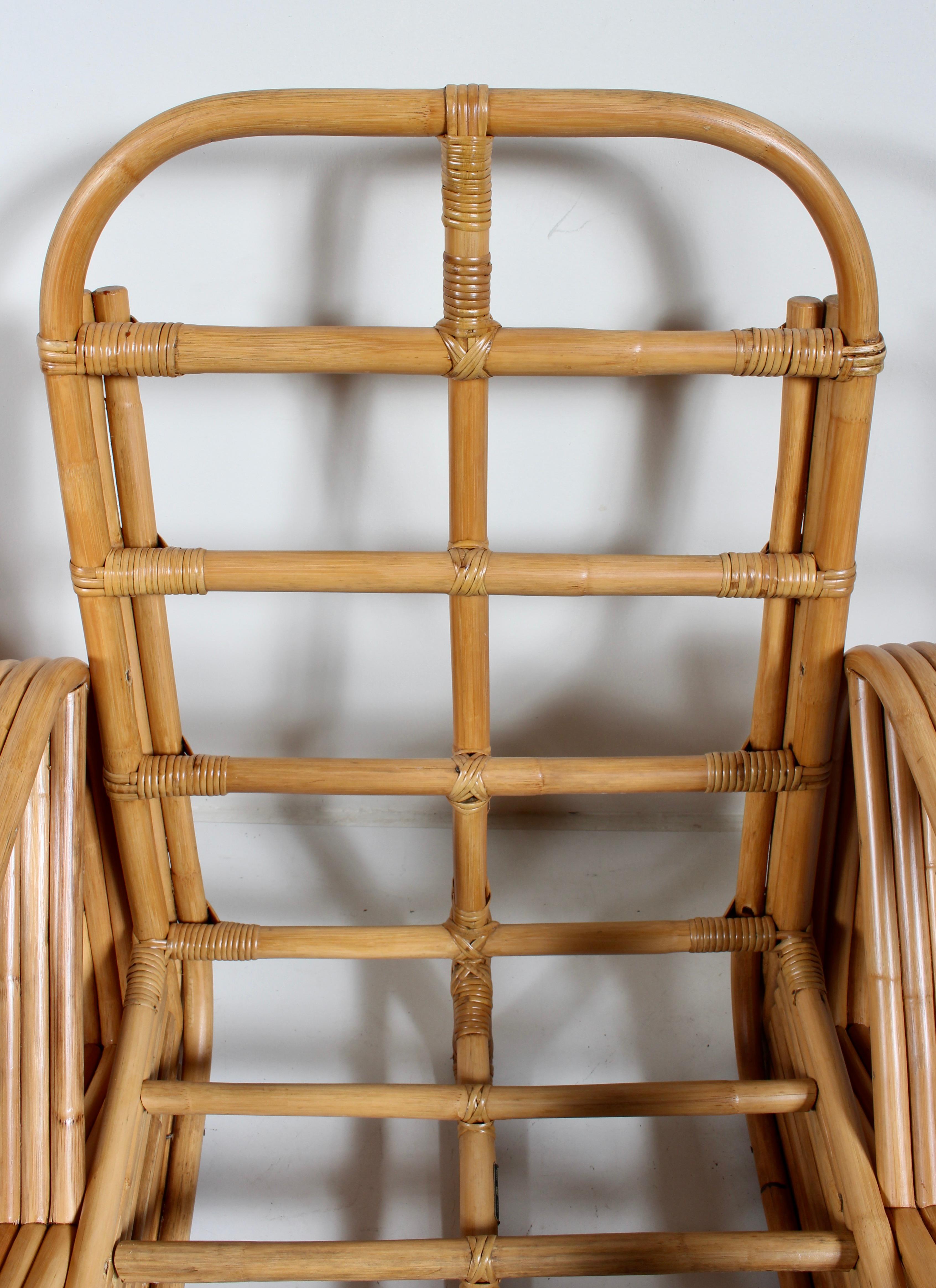 Paire de fauteuils de salon en bambou et rotin Paul Frankl pour Tochiku en vente 8