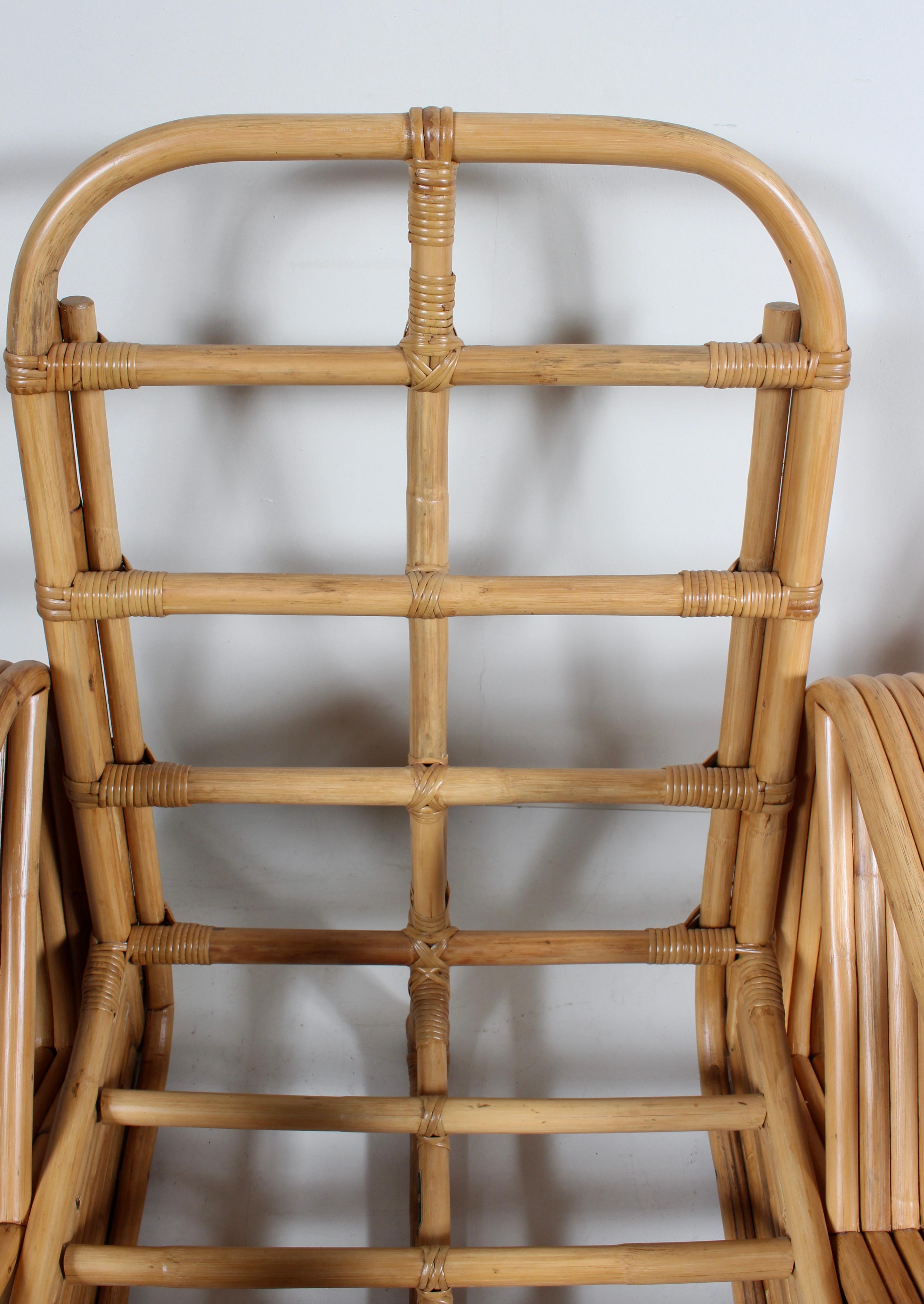 Paire de fauteuils de salon en bambou et rotin Paul Frankl pour Tochiku en vente 9
