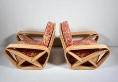 Pair of Paul Frankl Style Bamboo & Rattan Lounge Chairs by Tochiku