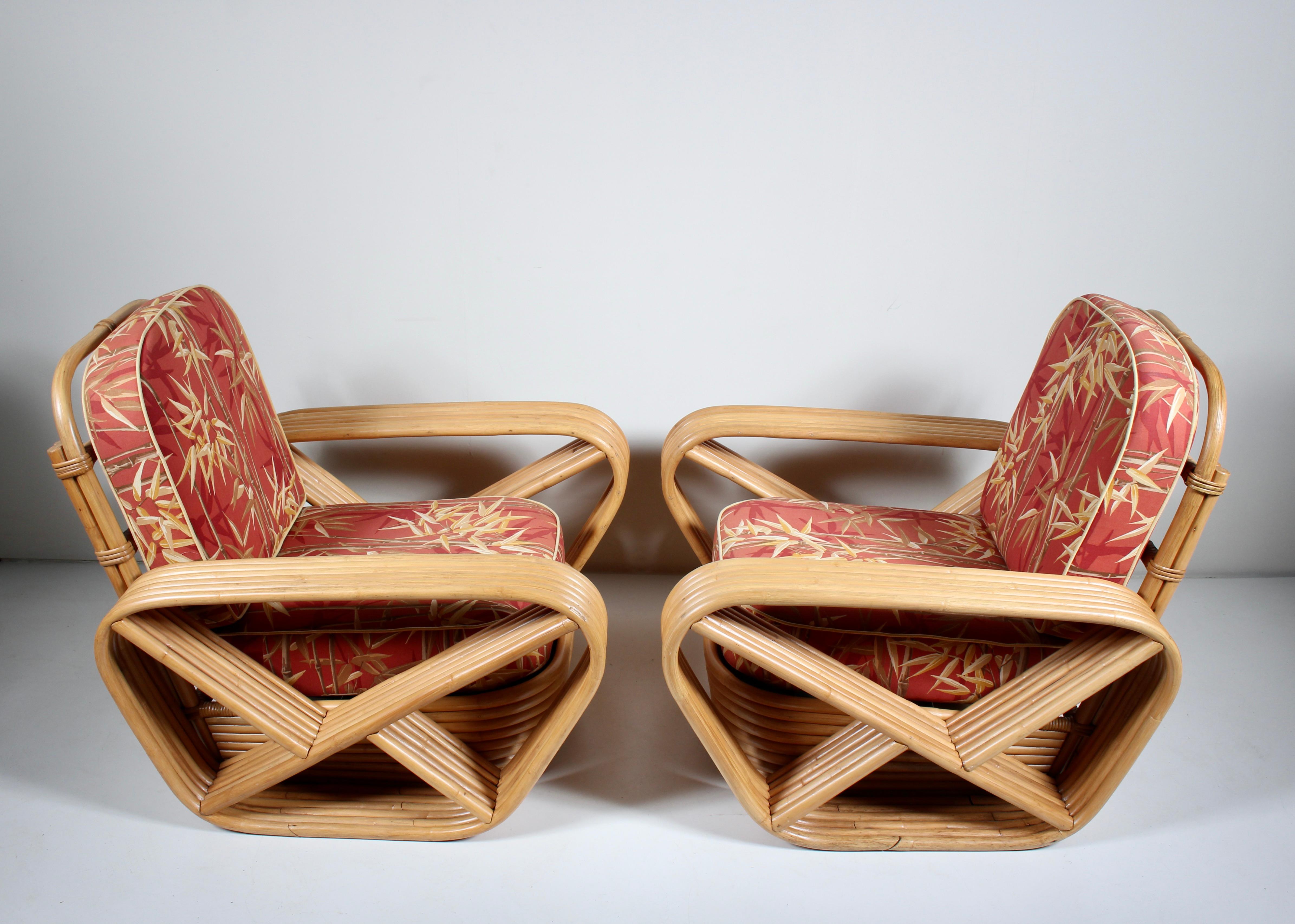 Paire de fauteuils de salon en bambou et rotin Paul Frankl pour Tochiku en vente 13