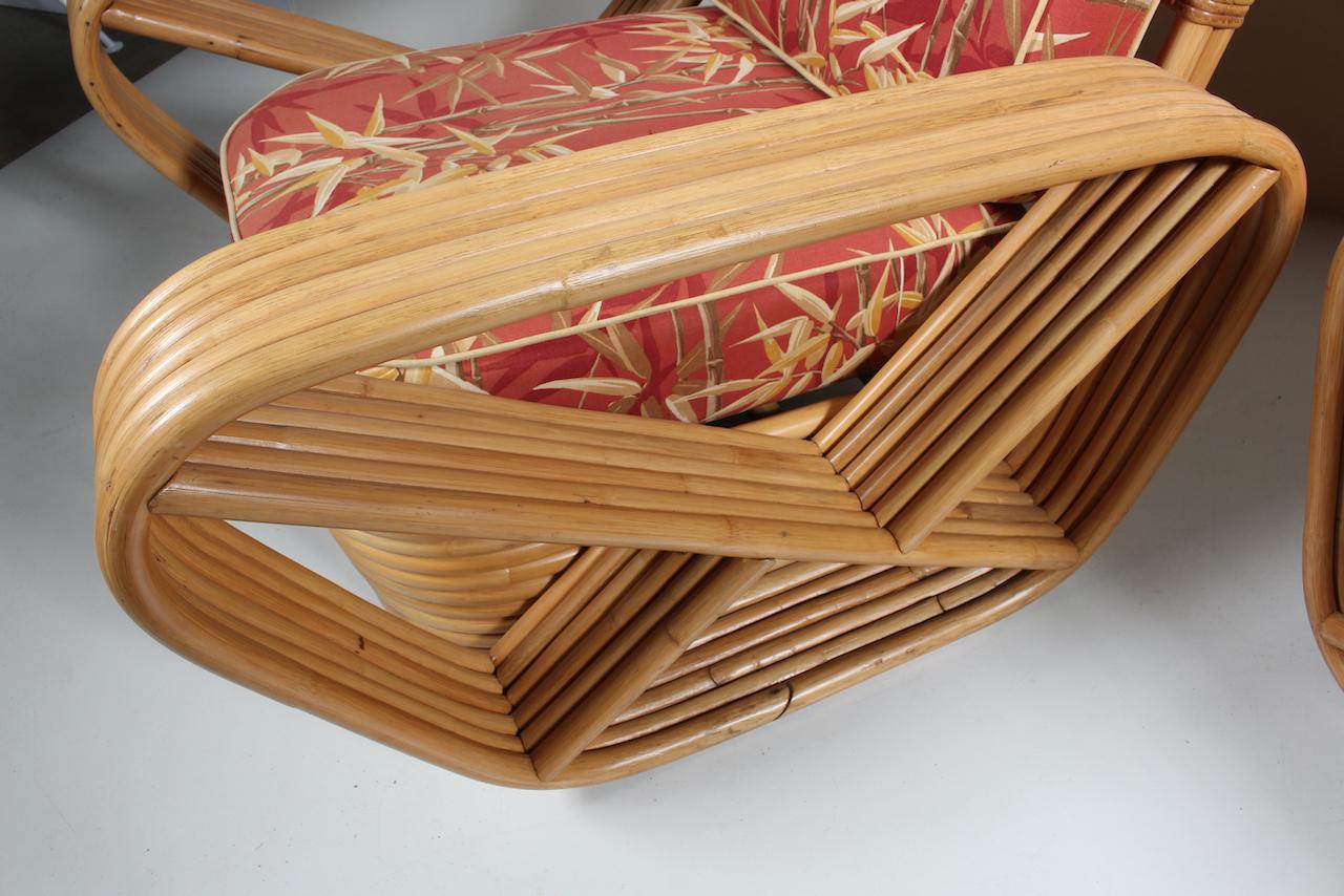 Milieu du XXe siècle Paire de fauteuils de salon en bambou et rotin Paul Frankl pour Tochiku en vente