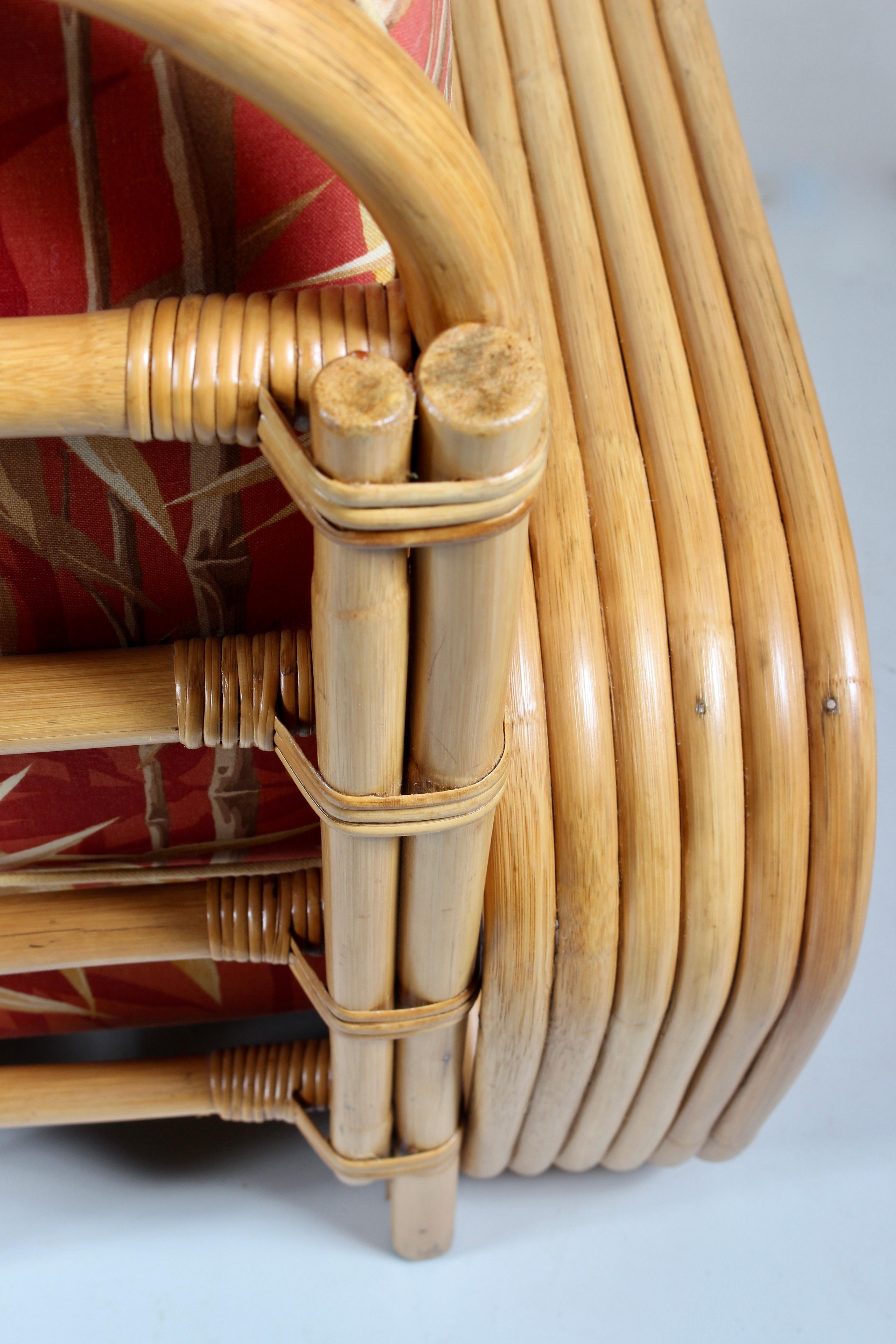 Paire de fauteuils de salon en bambou et rotin Paul Frankl pour Tochiku en vente 2