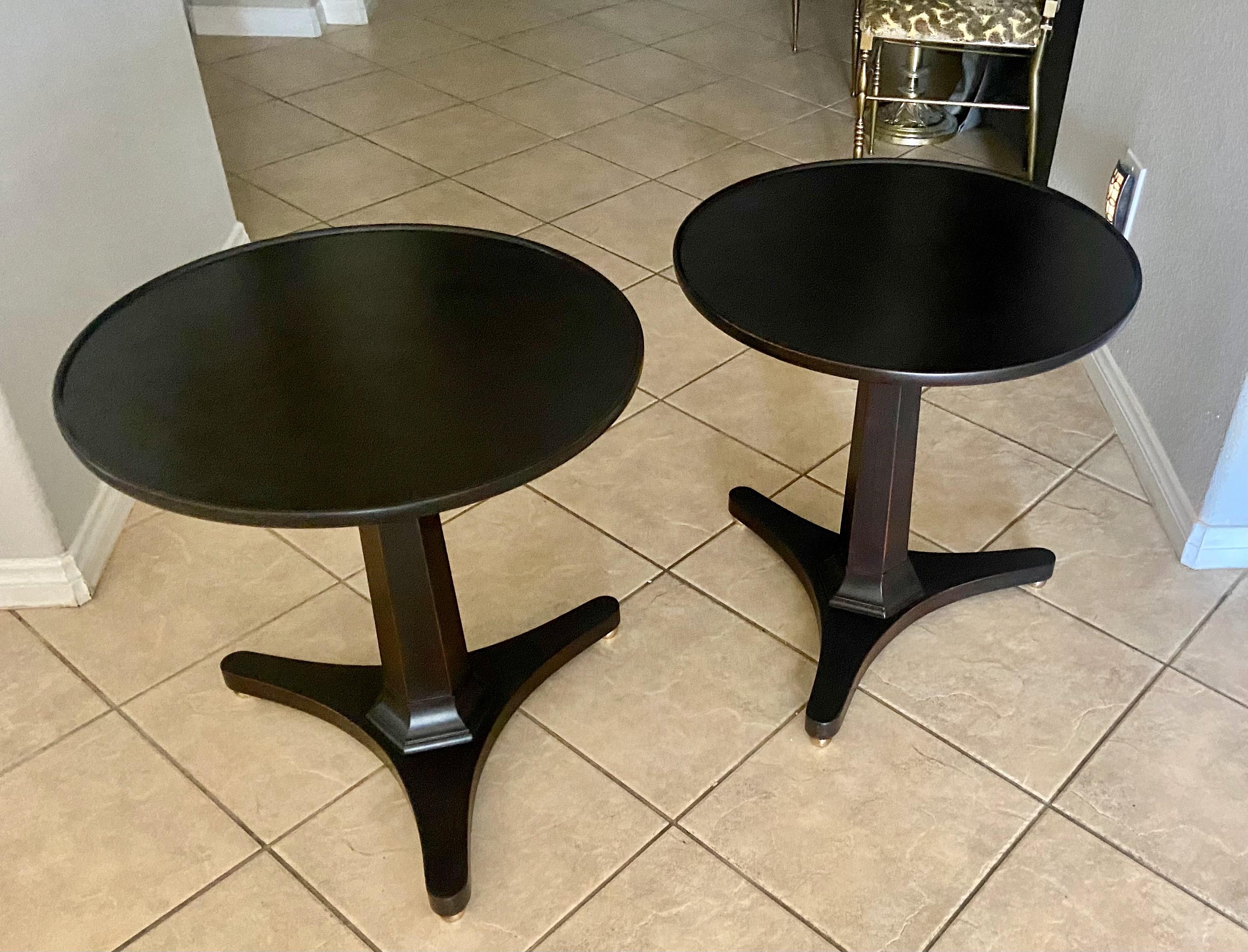 Pair Kittinger Tripod Dark Walnut End Side Tables For Sale 1