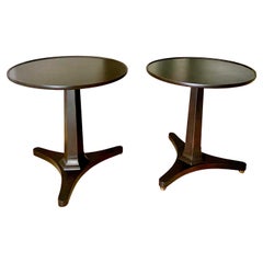 Pair Kittinger Tripod Dark Walnut End Side Tables