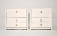 Pair of Paul Frankl White Lacquered Nightstands or Side Tables