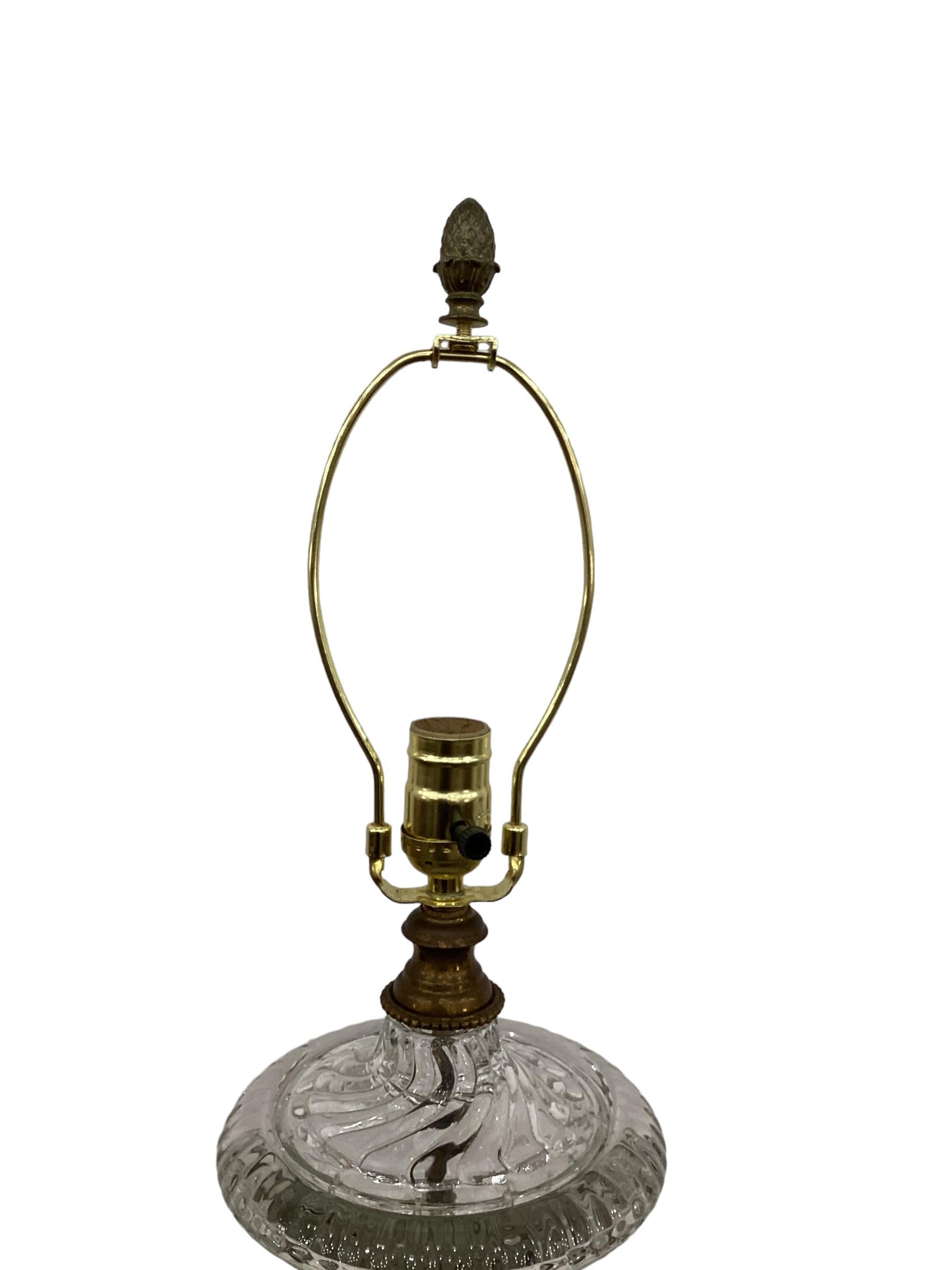 Pair of Paul Hanson Baccarat Style Swirled Urn Glass Lamps In Good Condition In Chapel Hill, NC