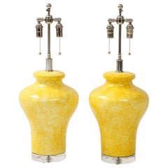 Pair of Paul Hanson Canary Yellow Glazed ceramic Lamps