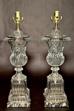 Coppia di lampade da tavolo in cristallo di Paul Hanson per Baccarat