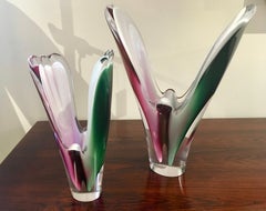 Pair of Paul Kedelv for Flygsfors Coquille Crystal Vases