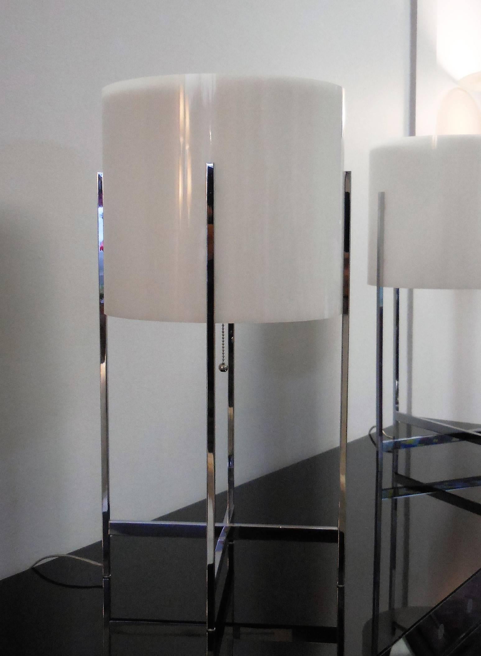 Pair of Paul Mayen for Habitat Chrome and Lucite Table Lamps, 1970s 1