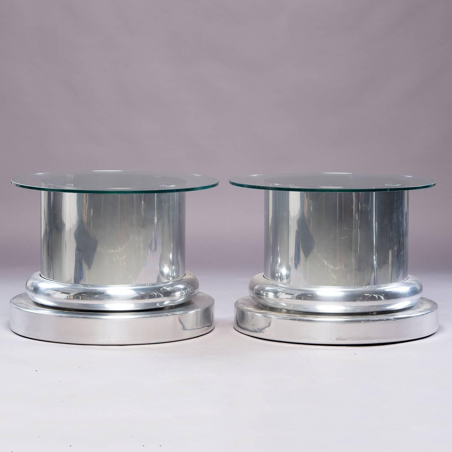 Mid-Century Modern Pair of Paul Mayen Polished Aluminium Base Tables