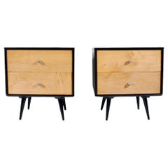 Coppia di Comodini a due cassetti Paul McCobb 1503 Planner Group Acero e Nero