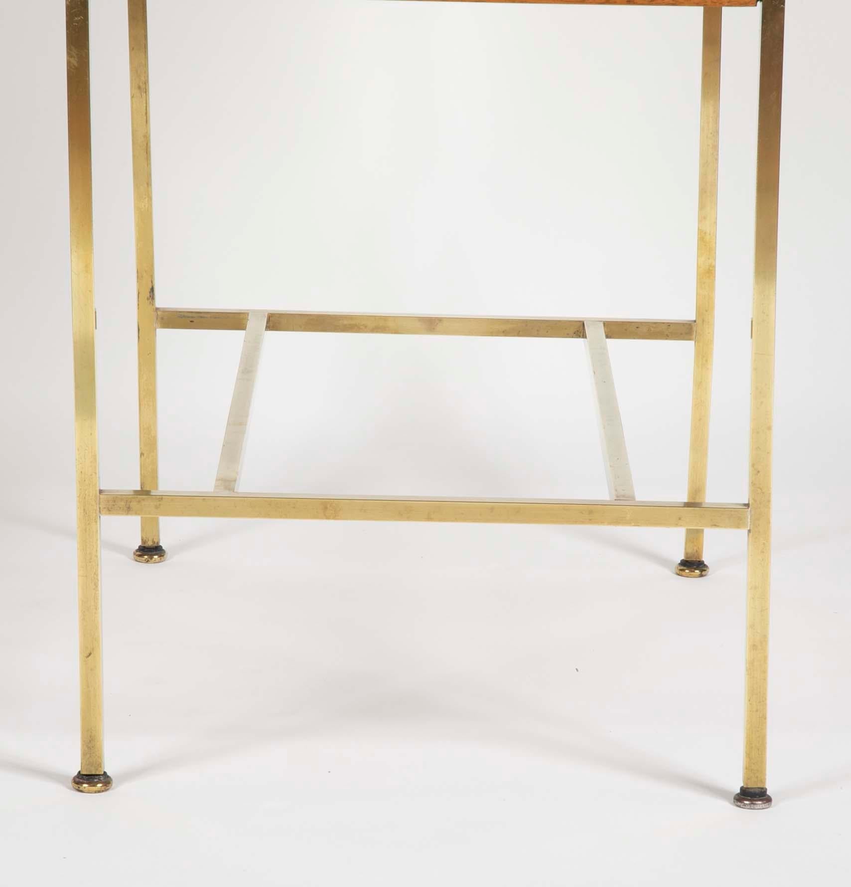 Pair of Paul McCobb Brass and Vitrolite Glass Top Side Tables 11