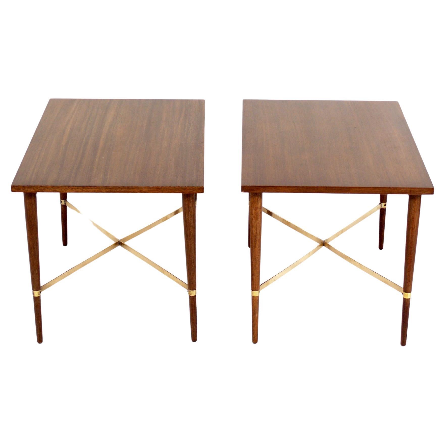 Paar Paul McCobb Brass X Base End Tables Night Stands Refinished Ihre Farbe im Angebot