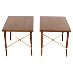 Pair of Paul McCobb Brass X Base End Tables Night Stands Refinished Your Color