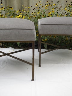Pair of Paul McCobb Brass X-Base Stools