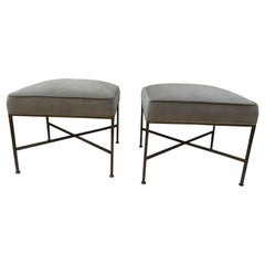 Pair of Paul McCobb Brass X-Base Stools Pair of Paul McCobb Brass X-Base Stools
