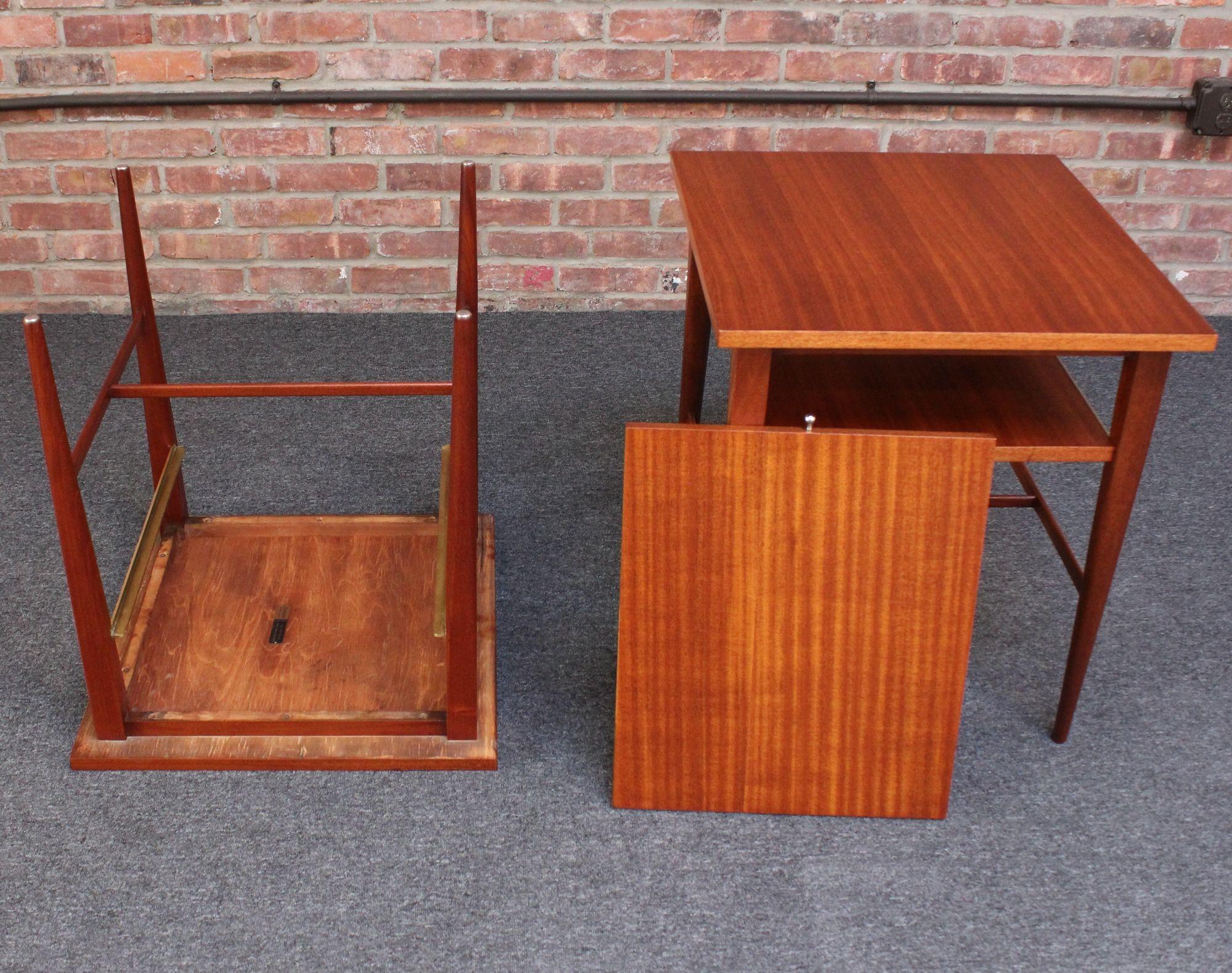 Pair of Paul Mccobb Calvin Group Mahogany and Brass Nightstands for Directional For Sale 3