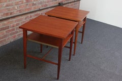 Pair of Paul Mccobb Calvin Group Mahogany and Brass Nightstands for Directional