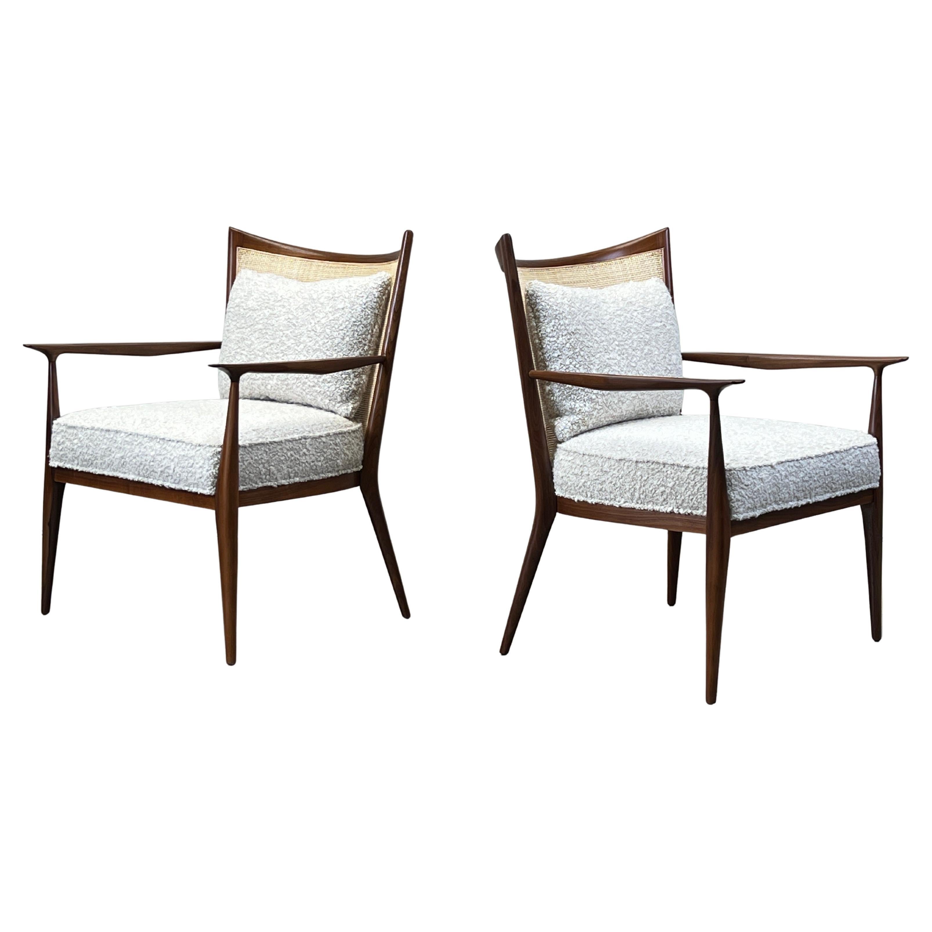 Pair of Paul McCobb Cane Back Lounge Chairs