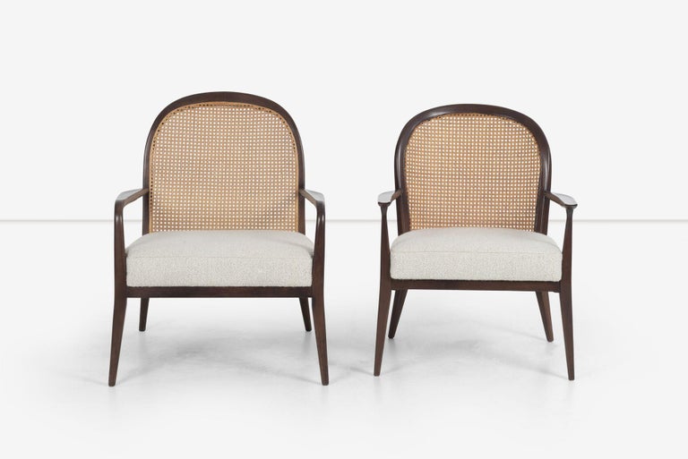 American Pair of Paul McCobb Cane-Backed Lounge Chairs for Widdicomb For Sale