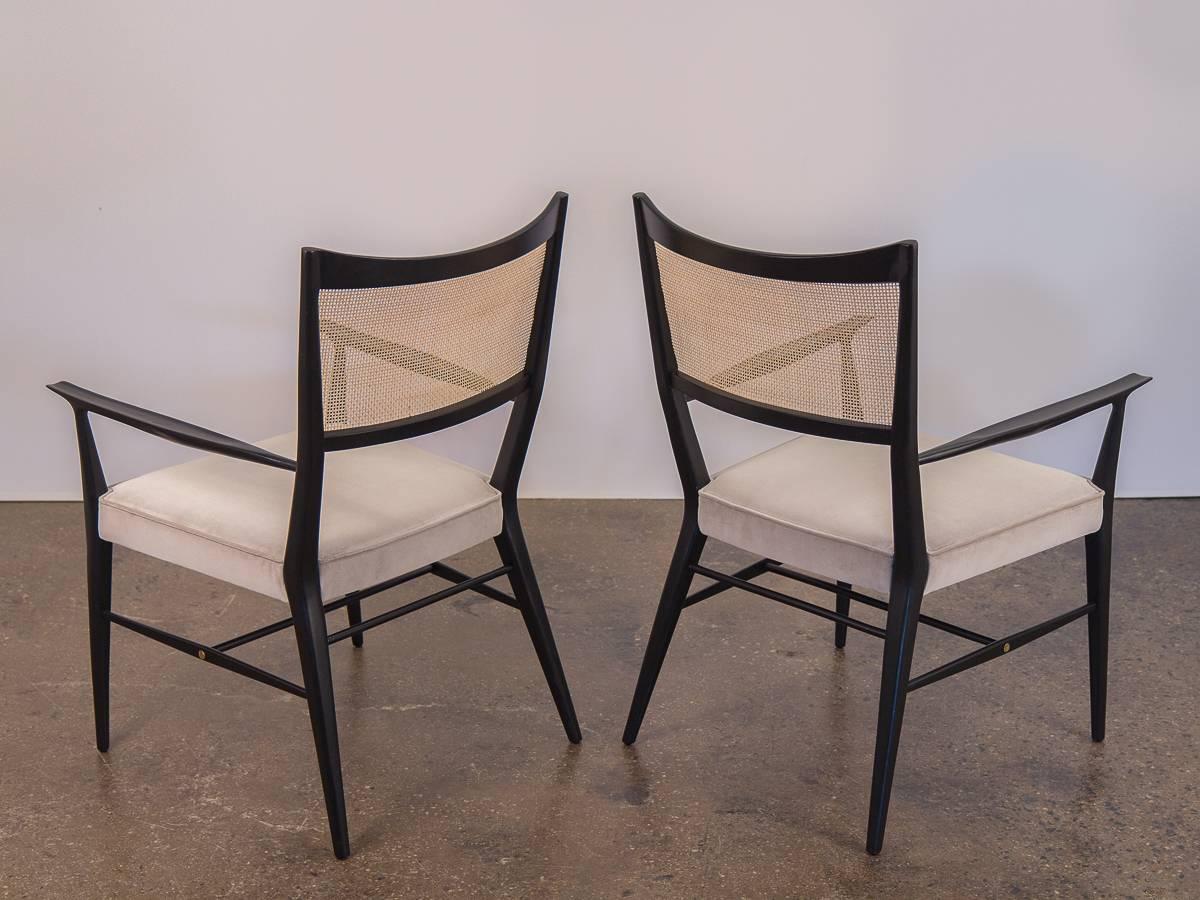 Woven Pair of Paul McCobb Ebonized Occasional Chairs