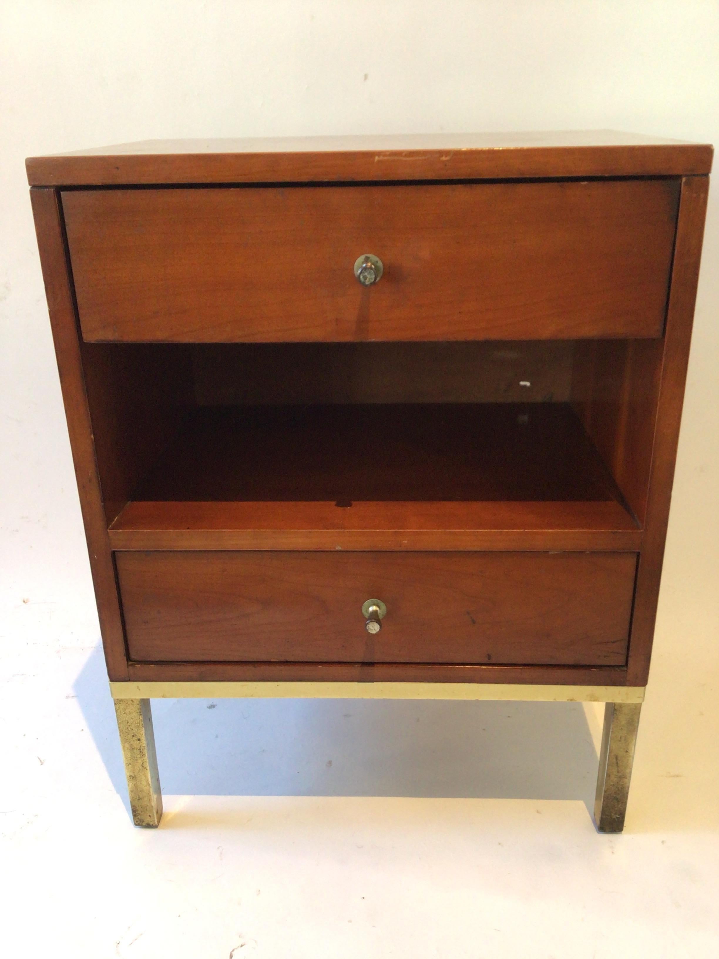 Brass Pair of Paul McCobb End Tables / Nightstands