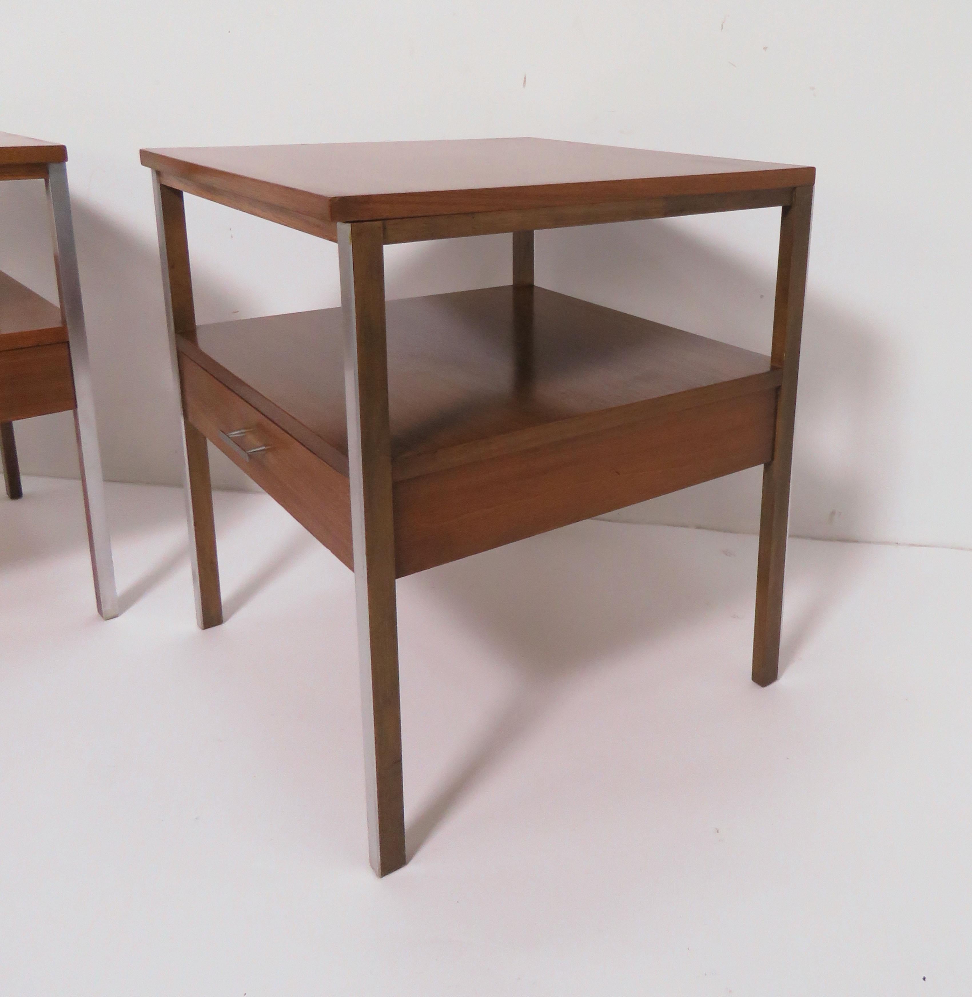 Aluminum Pair of Paul McCobb for Calvin Linear Group End Tables, circa 1950s