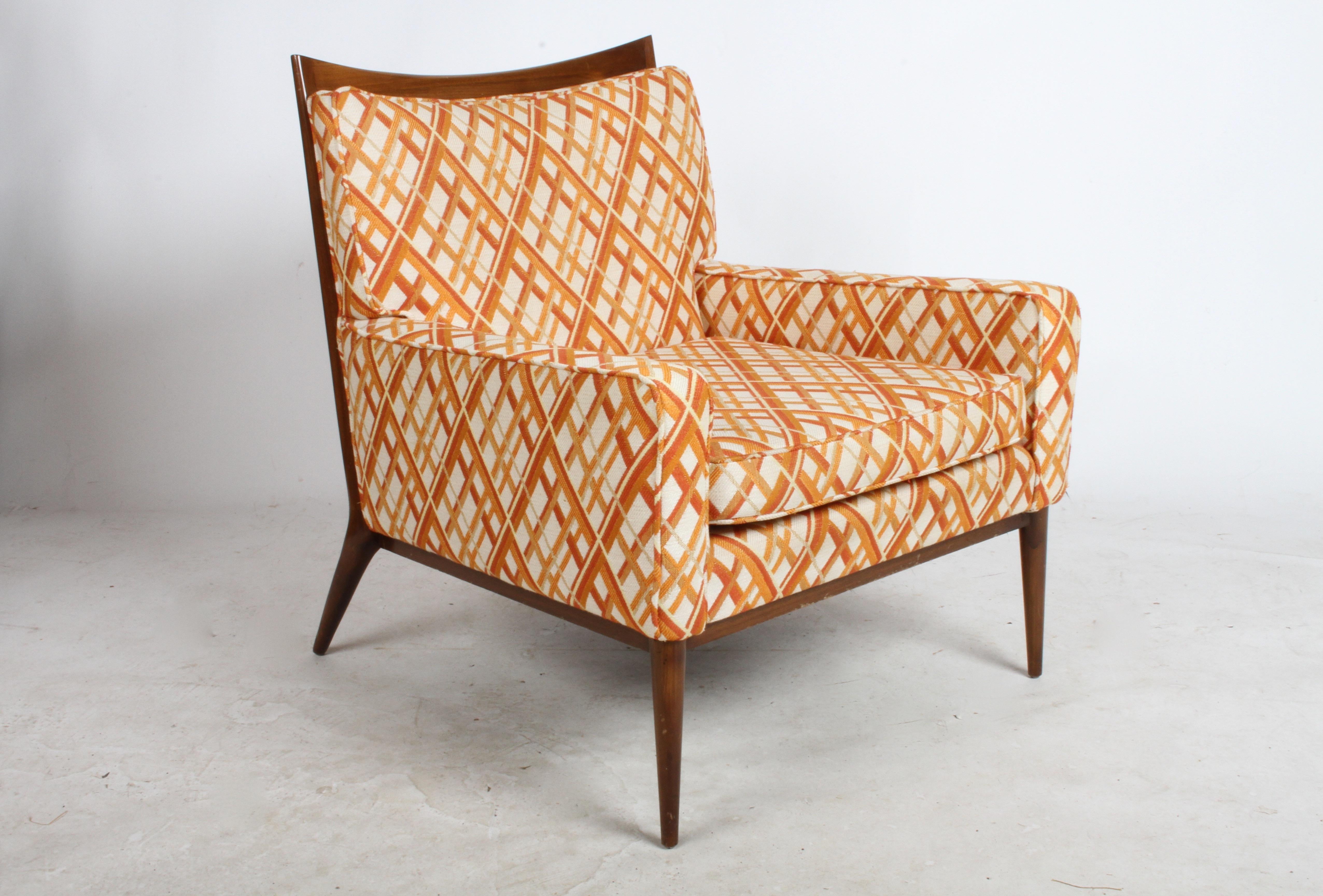 Mid-Century Modern Pair of Paul McCobb for Directional Model 1322 Lounge Chairs, Original Fabric