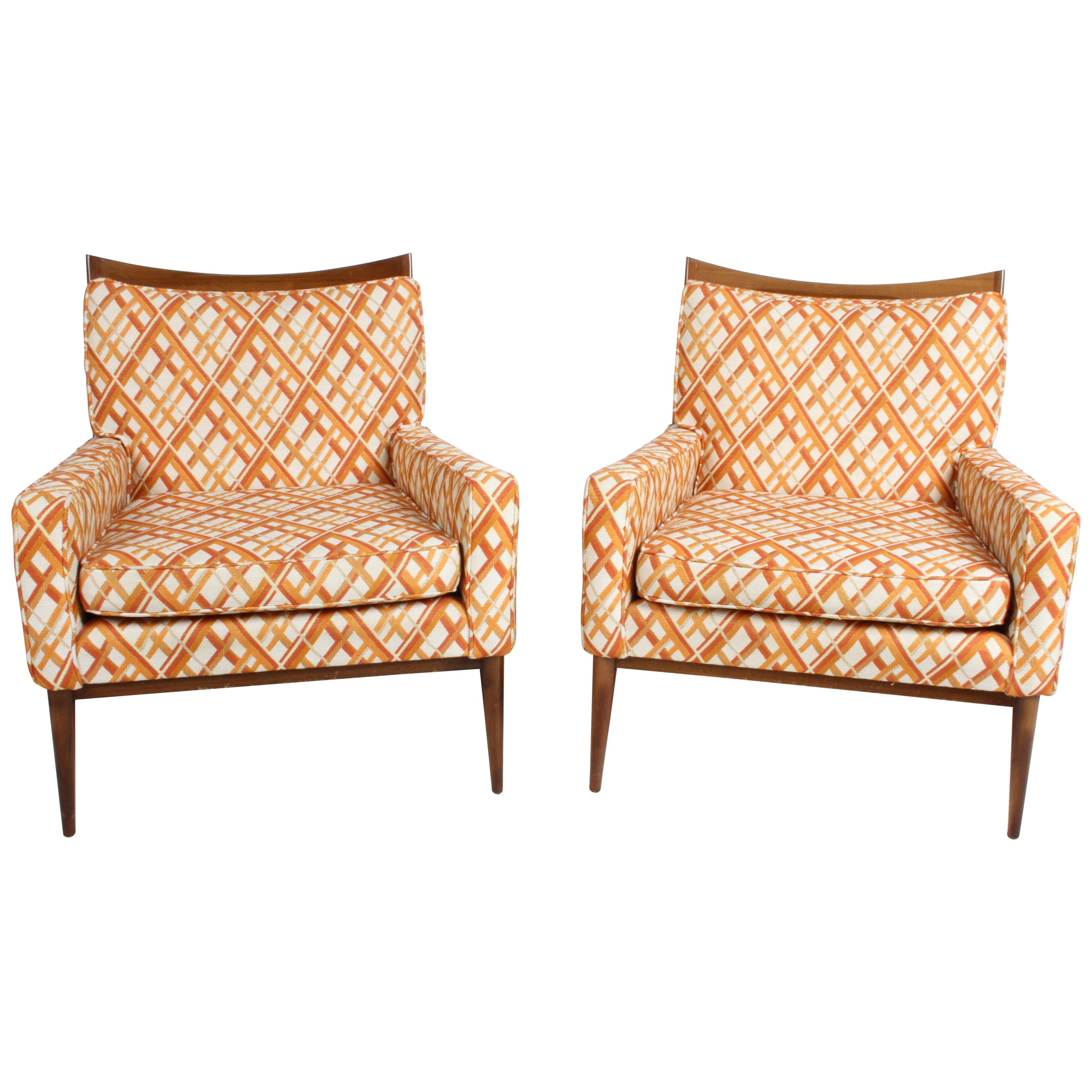 Pair of Paul McCobb for Directional Model 1322 Lounge Chairs, Original Fabric
