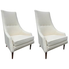 Pair of Paul McCobb High Back Club Chairs or Slipper Chairs