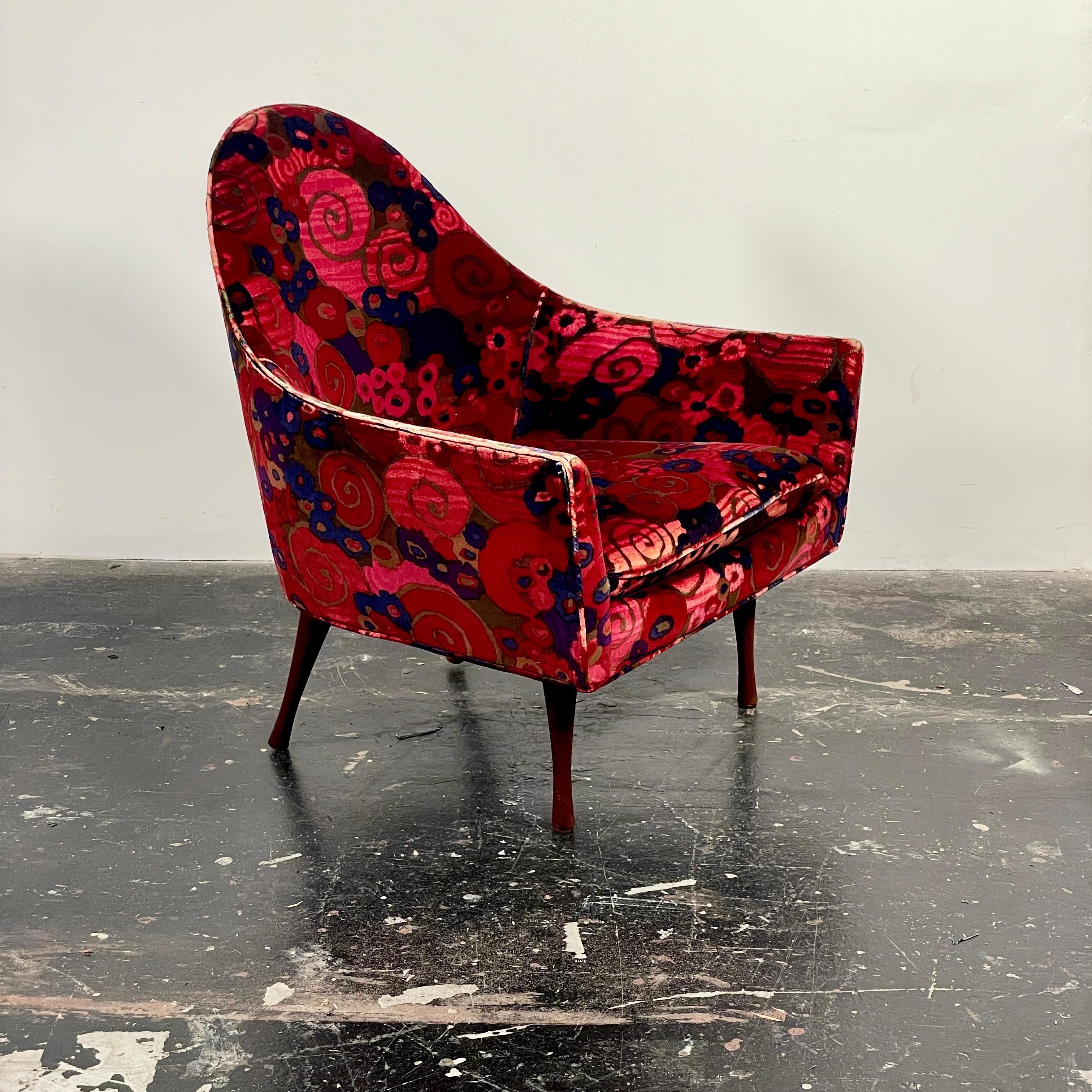 Mid-Century Modern Pair of Paul McCobb Lounge Chairs for Directional in Jack Lenore fabric For Sale