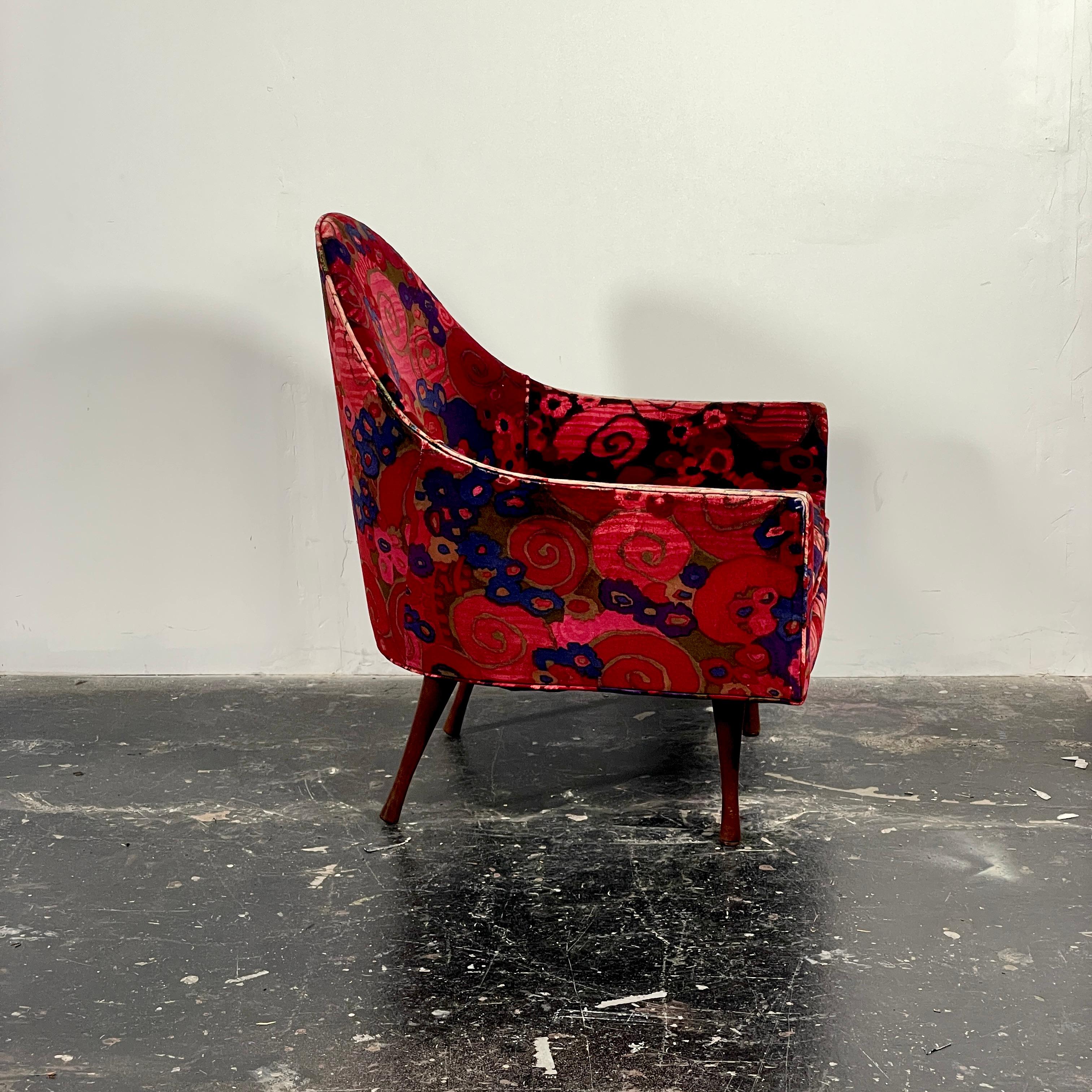 Pair of Paul McCobb Lounge Chairs for Directional in Jack Lenore fabric In Good Condition For Sale In San Diego, CA