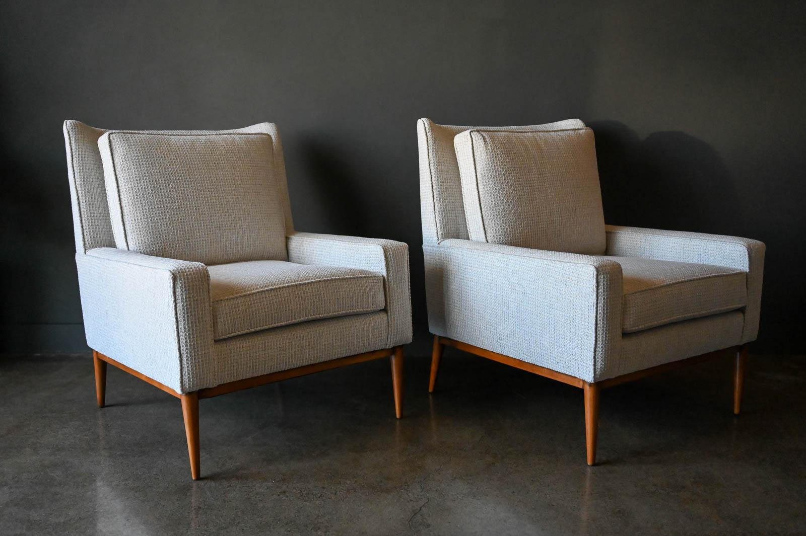 Pair of Paul McCobb Model 302 Lounge Chairs with Ottoman, circa 1955 In Excellent Condition In Costa Mesa, CA