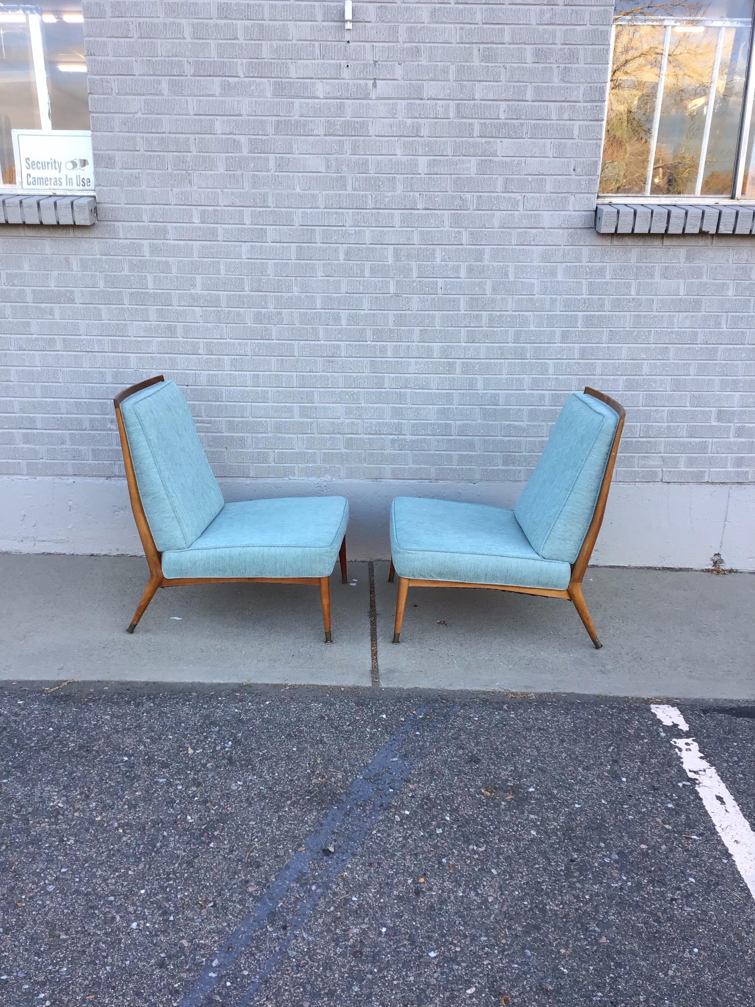 Noyer Paire de chaises à pantoufles Model No 400 de Paul McCobb pour Custom Craft, vers 1955 en vente