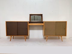 Pair of Paul McCobb Planner Group Cabinets with Hanging Vanity, circa 1950s