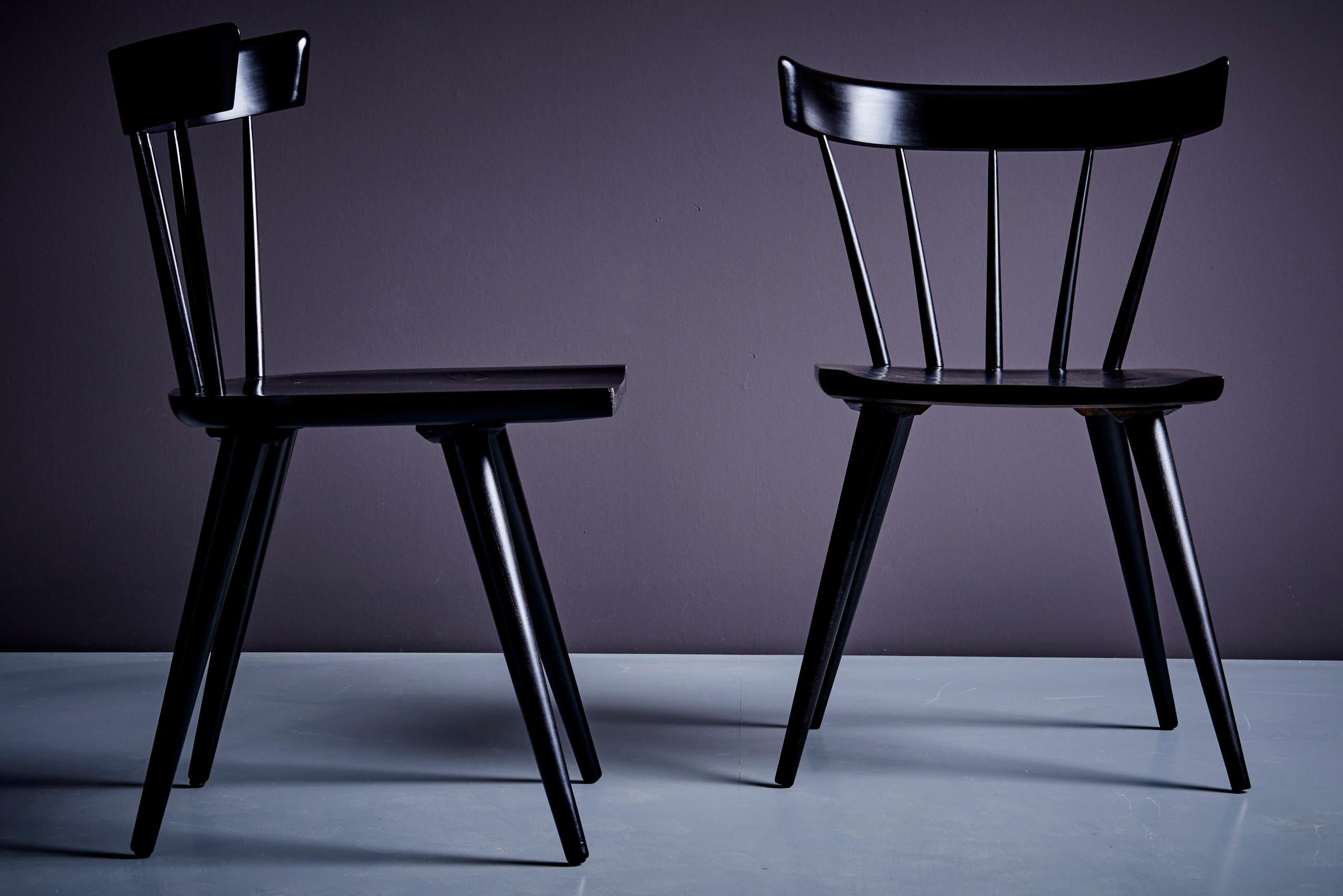 Paire de chaises à dossier en fuseau en érable teinté noir de Paul McCobb Planner Group   en vente 4