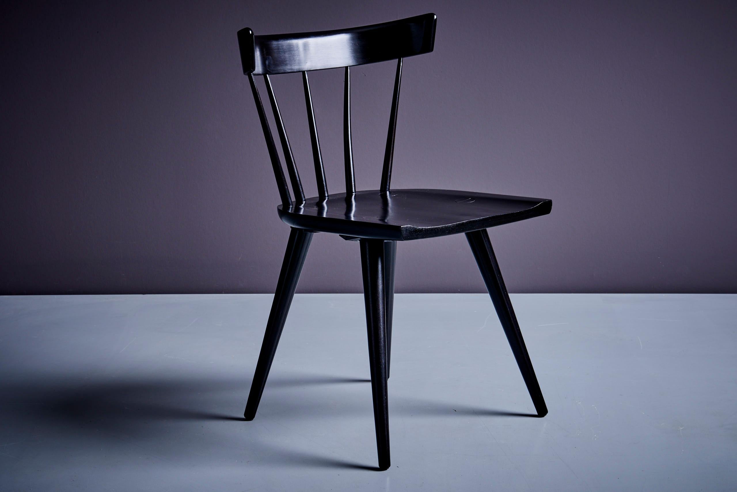 Paar Paul McCobb Planner Group Spindelrückenstühle aus schwarz gebeiztem Ahornholz   (Moderne der Mitte des Jahrhunderts)
