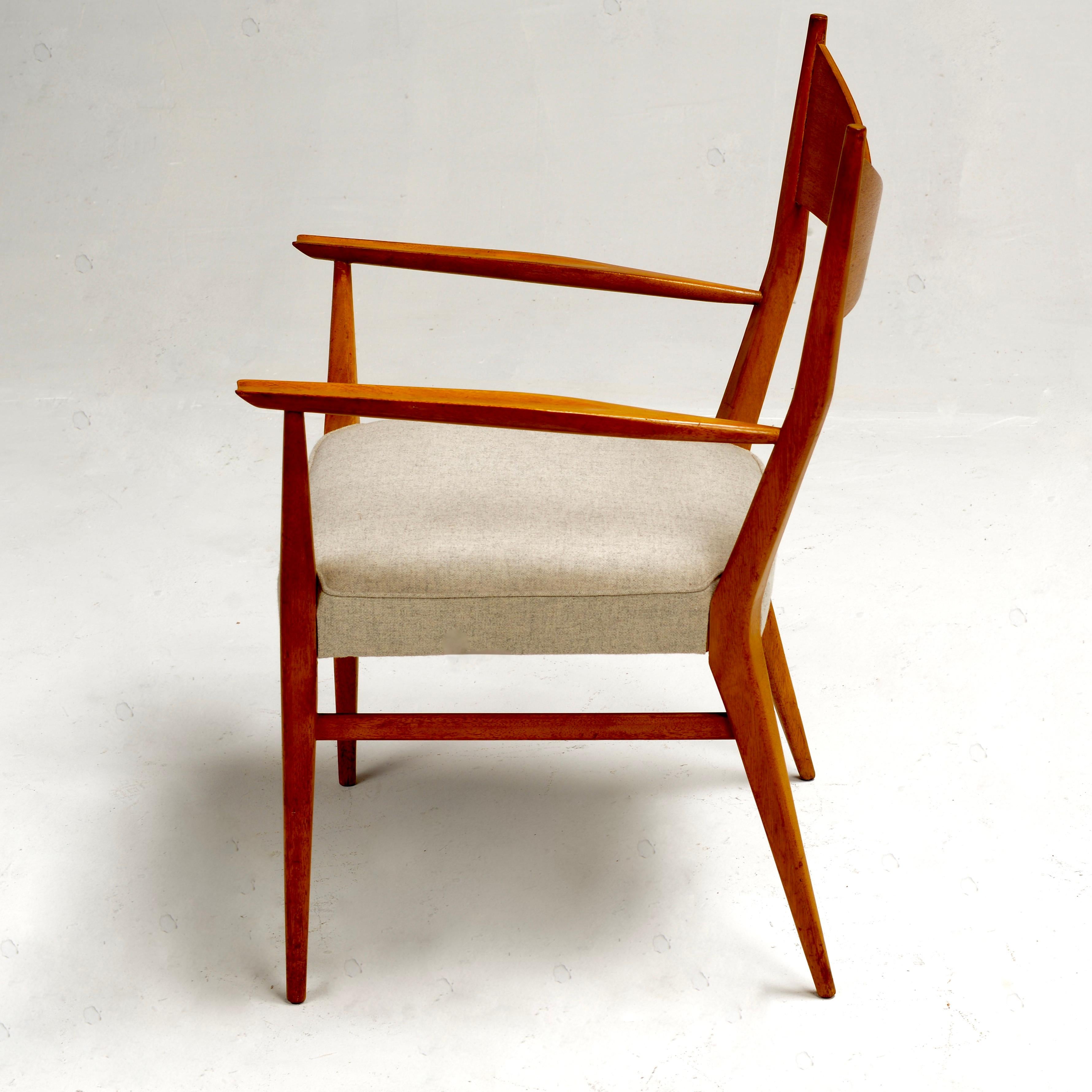 Upholstery Pair of Paul McCobb Sculpted Mahogany Bow-tie Dining Chairs For Sale