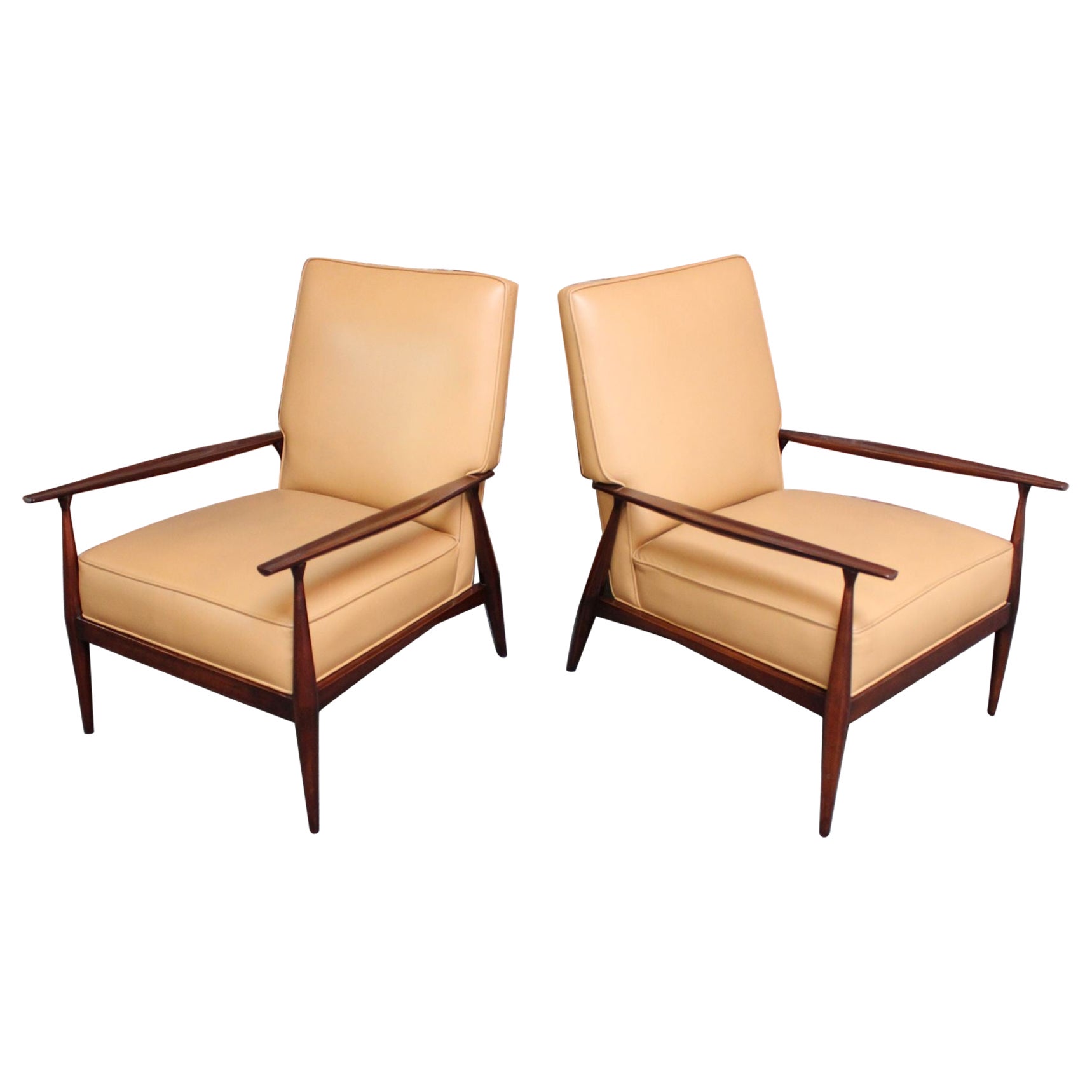 Pair of Paul Mccobb Stained Maple Lounge Chairs
